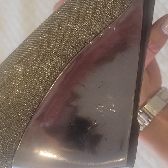 Bandolino peep toe sparkly silver wedges - Picture 9 of 10